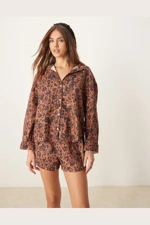 Free People Early Morning leopard print pyjamas in brown