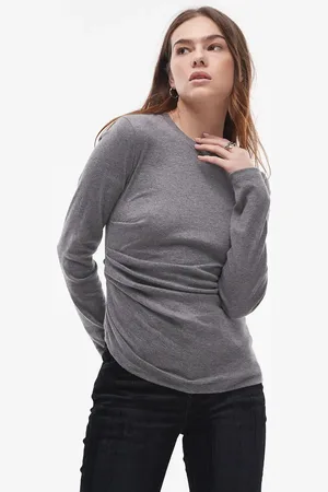 Topshop Hitched side long sleeve top in