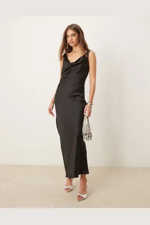 Gina Tricot Cowl neck low back satin bias cut maxi dress in