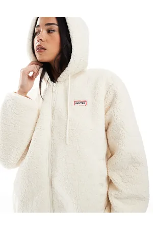 Hunter Bonelle borg jacket with hood in -White