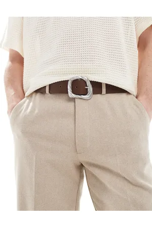 ASOS Silver twist buckle belt in tan-Brown