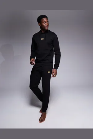 EA7 Armani central gold logo tracksuit hoodie in