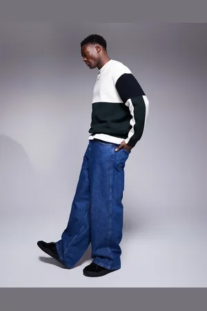 Armani Exchange Colour block knitted jumper in white and navy
