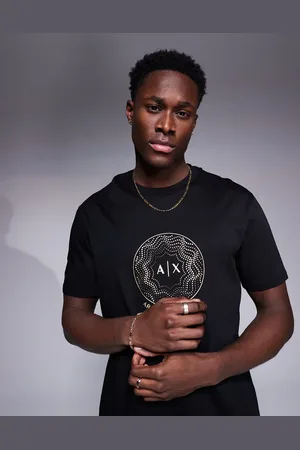 Armani Exchange Gold logo t-shirt in