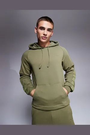 HUGO BOSS HUGO Bodywear tonal logo hoodie in dark green (part of a set)