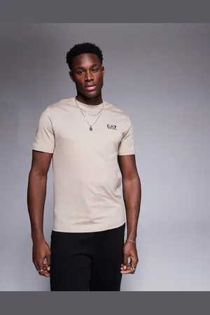 EA7 Armani crew neck logo t-shirt in beige-Neutral