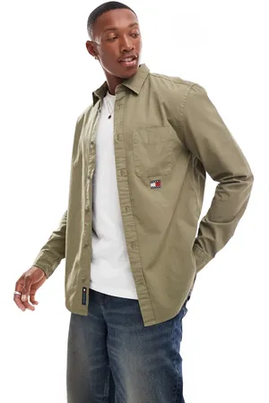 Tommy Hilfiger Regular twill shirts in washed khaki-Green