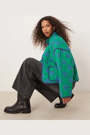Free People Chloe floral print padded jacket in -Green