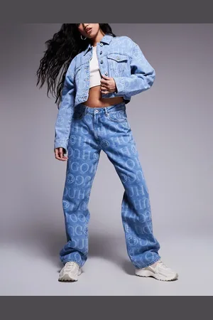 Hugo Blue Elyah all over print logo jeans in blue (part of a set)