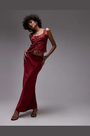 Nialaya Ravello satin maxi skirt in red (part of a set)