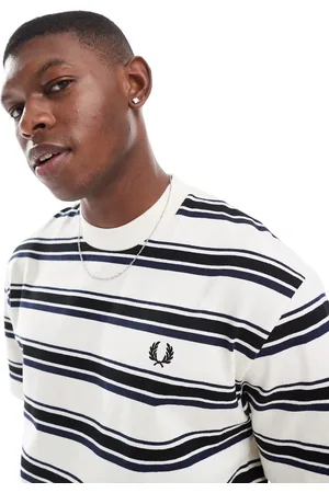 Fred Perry Relaxed fit t-shirt in off with thick horizontal stripes