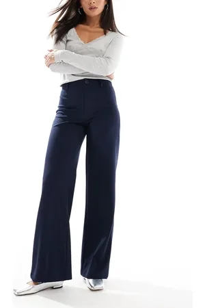 Bershka Wide leg tailored pants in -Blue