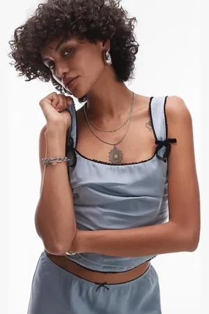 Nialaya Stan bow detail ruched corset top in (part of a set)