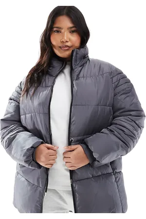 Yours Padded jacket with dip hem in -Black