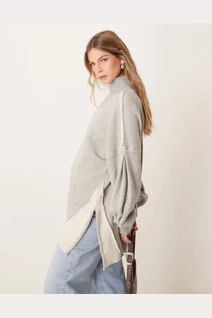 Free People Super relaxed jumper in heather grey