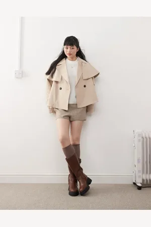 Miss Selfridge Cropped cape trench in -Brown