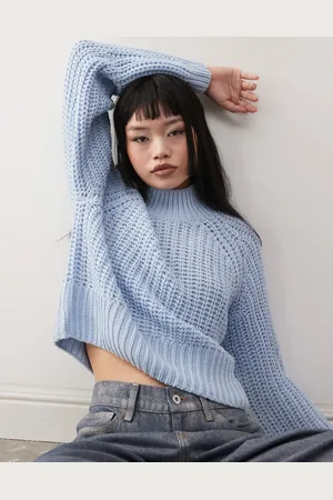 Noisy May High neck cropped knitted jumper in