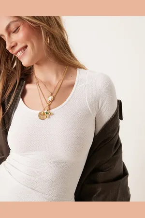 Free People Love Letter round neck long sleeve top in