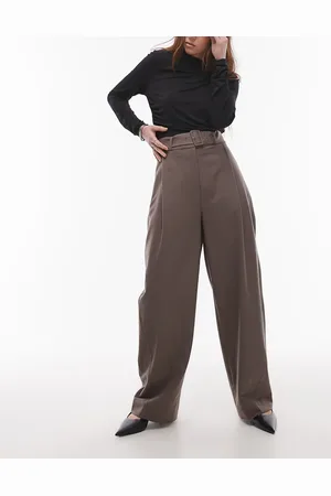 & OTHER STORIES Wool blend tailored pants with barrel leg in -Brown