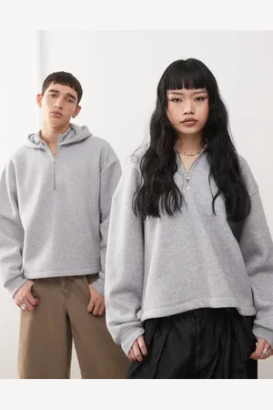 Reclaimed Unisex boxy quarter zip hoodie in