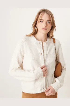 JDY Lightweight ribbed cardigan in -White