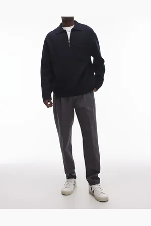 Topman Smart cotton tapered pants in -Grey
