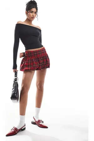 Hollister Low rise bubble skirt in red tartan print