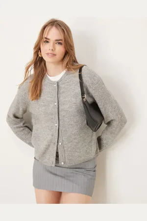 JDY Lightweight ribbed cardigan in grey