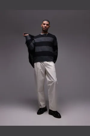 ARKET Wool sweater in black and charcoal stripes