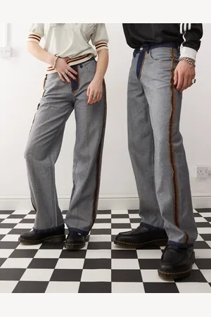 Reclaimed Unisex inside out jeans in -Blue