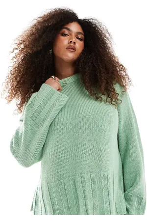 ASOS ASOS DESIGN Curve wide rib boxy jumper in -Green