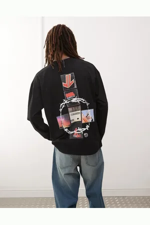 COLLUSION Long sleeve t-shirt with retro photo graphics-Black