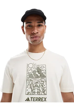 adidas Adidas Outdoor Terrex t-shirt with chest print in stone-Neutral