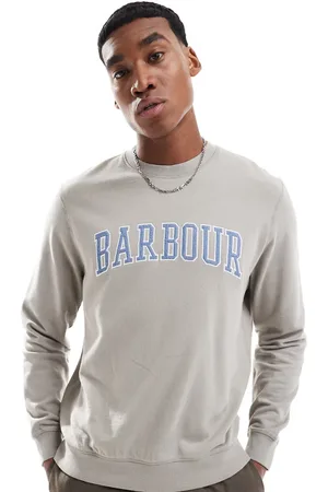 Barbour Skipton collegiate logo crew sweatshirt in khaki-Green