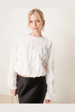 Y.A.S Ruffle textured detail top in white