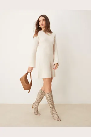 Gina Tricot Knitted rib skater crew neck mini dress in