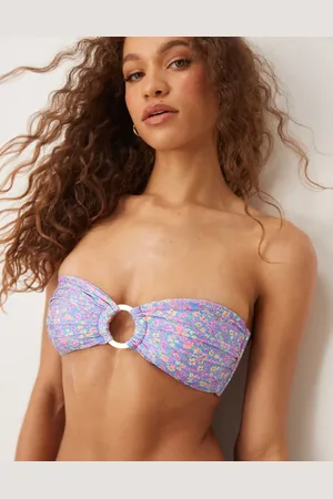 Kulani Kinis Bubblegum Blossom shimmer strapless bandeau bikini top in