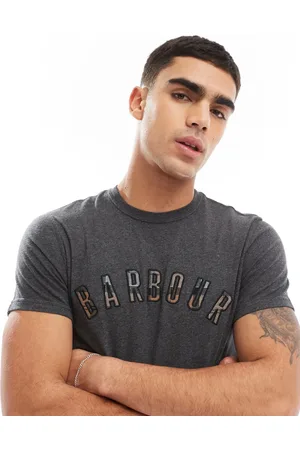 Barbour Ancroft collegiate tartan logo t-shirt in grey