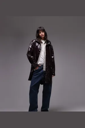 Rains 12020 waterproof long jacket in exclusive to ASOS-Red