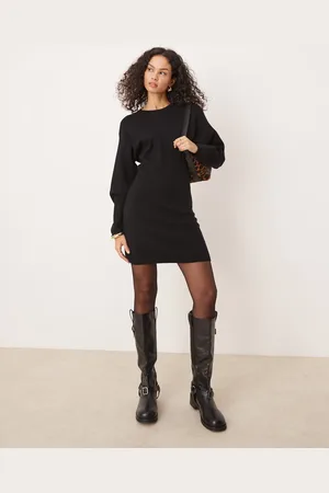 Gina Tricot Sculpted crew neck knitted mini dress in