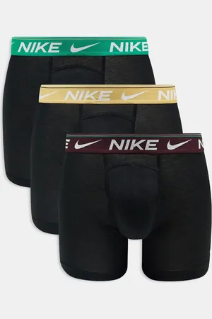 Nike Dri-FIT ultra comfort 3 pack boxer briefs with coloured waistband in green/gold/burgundy