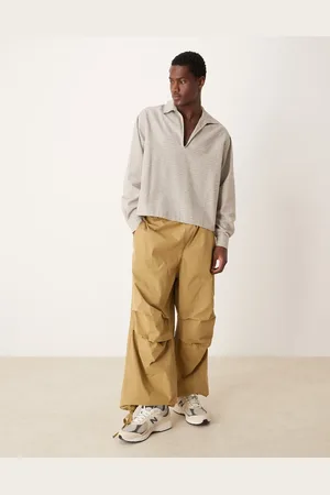 ASOS Extreme baggy balloon parachute pants in beige-Neutral