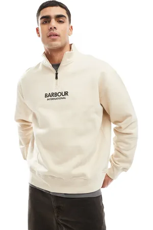 Barbour Formula oversized half zip sweatshirt in stone-Neutral