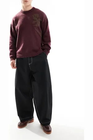 ASOS Super baggy pants in with contrast stitch detailing