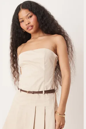 Miss Selfridge Tailored bandeau mini dress in -Neutral