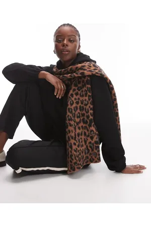 AllSaints Brushed scarf in leopard print-Brown