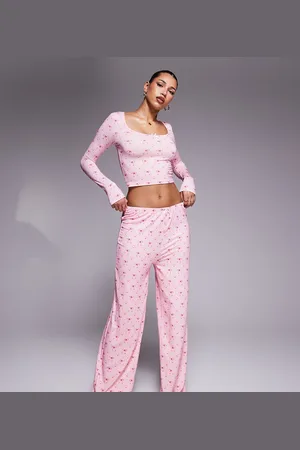 Kaiia Exclusive wide leg pyjama bottoms in (part of a set)-Multi