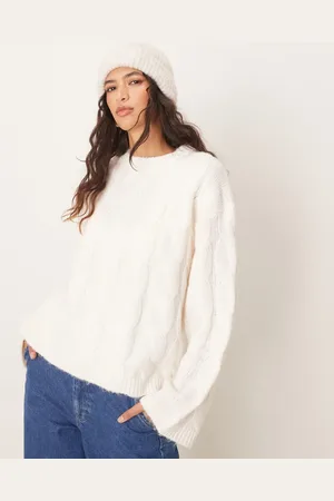Gina Tricot Chunky cable knit sweater in -White