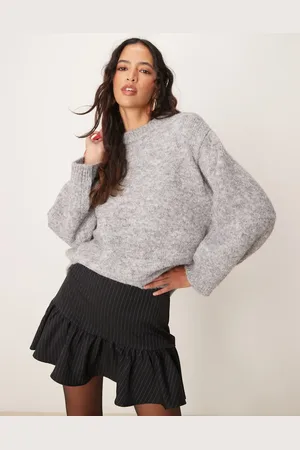 Gina Tricot Super soft knit oversized sweater in grey melange