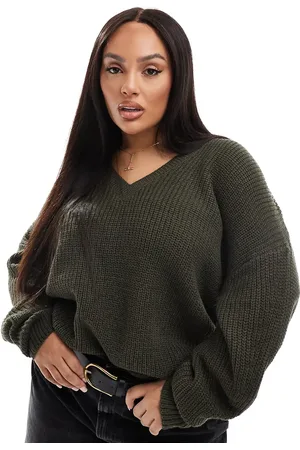 Yours Exclusive v-neck jumper in -Green